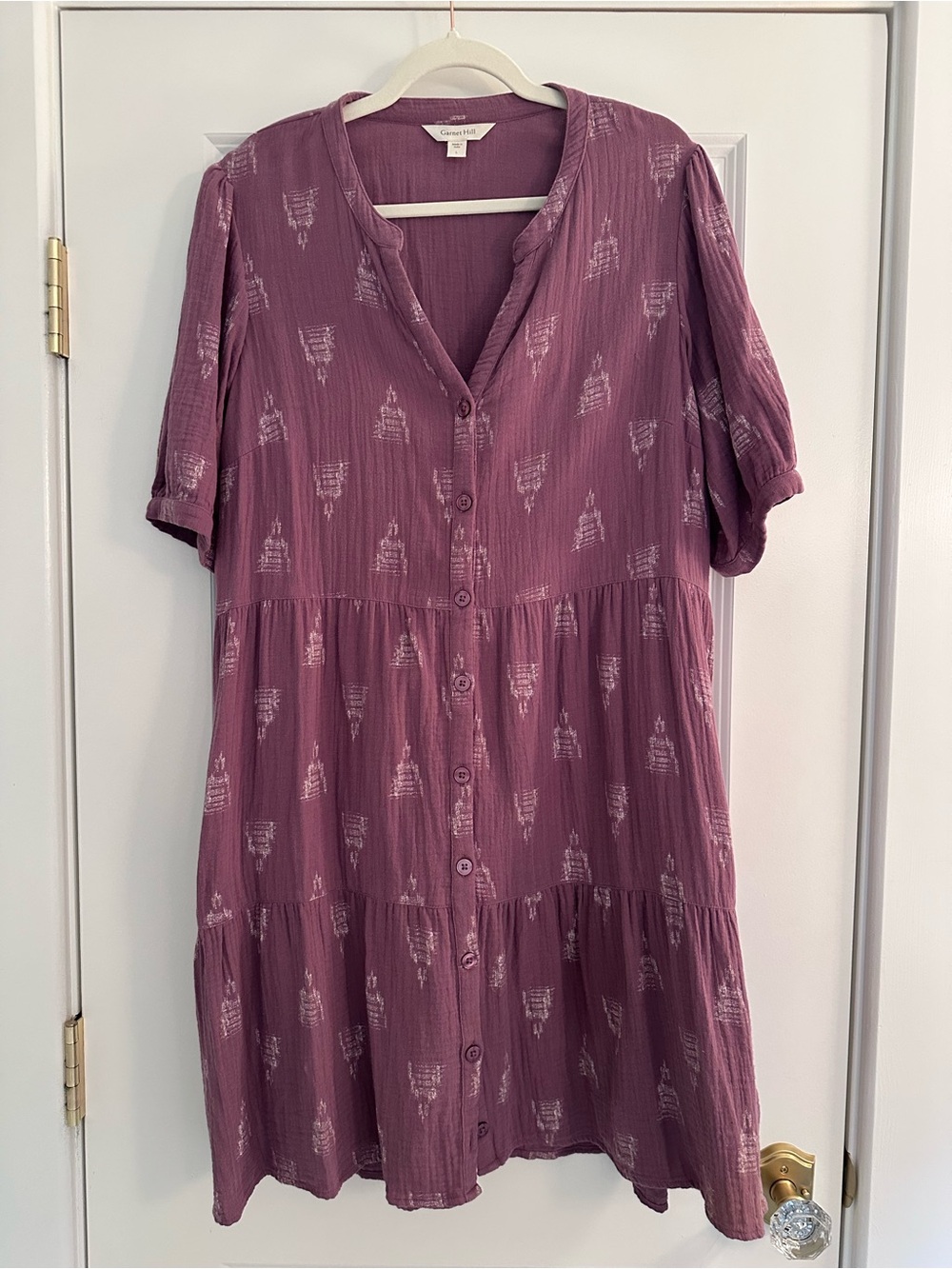 Garnet Hill Dusty Mauve Button-Front Dress Size L